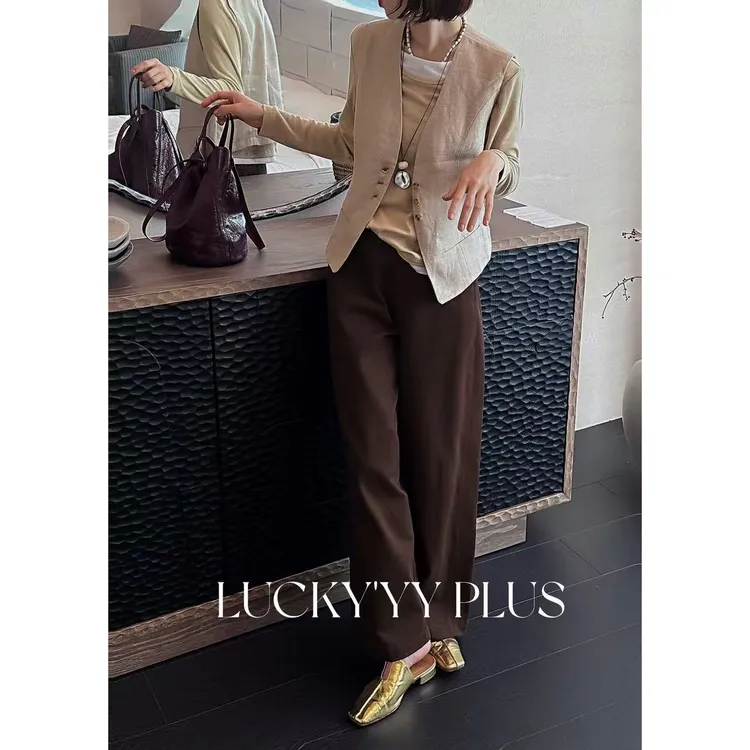 LUCKYYY 高品定制早秋新款满分斜纹精梳棉配腰带休闲裤YY821
