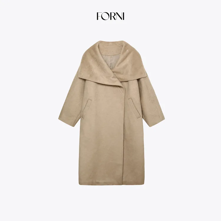 FORNI vintage高定私服 时髦大翻领毛呢大衣经典款裹感气质外套