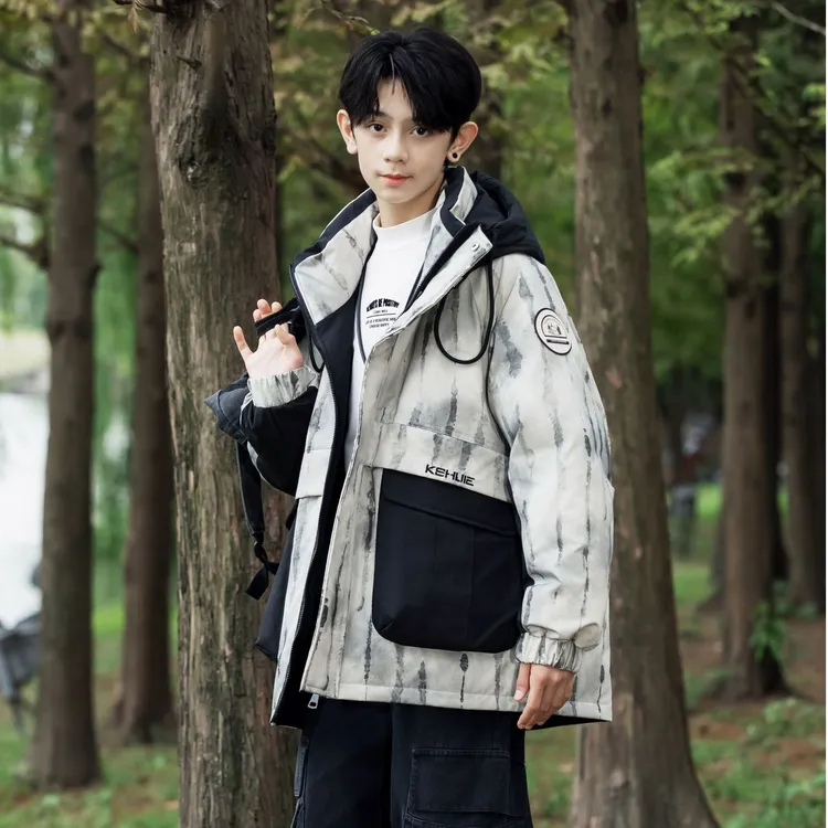 【实体现货库存】男童青少年冬季派克棉服休闲加厚保暖连帽派克906