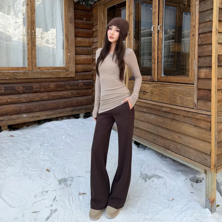 Moprobably李予诺「身材」莫代尔显瘦时尚百搭微喇休闲裤L5451054