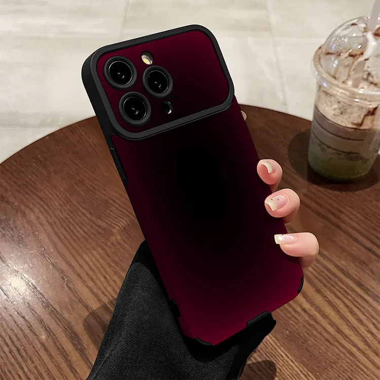 适用苹果17Pro手机壳防摔高级全包大视窗保护套男女暗黑渲染红色