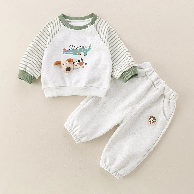 婴幼童春装卫衣套装卡通上衣裤子两件套男宝宝分体休闲套装潮衣服