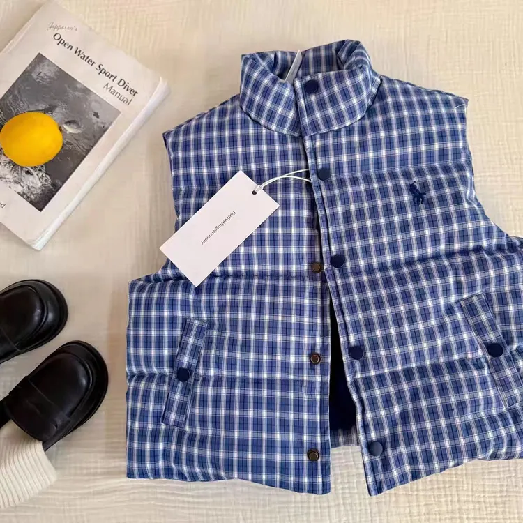 儿童棉马甲2025冬男童潮牌格子夹棉背心宝宝加厚保暖坎肩外套潮