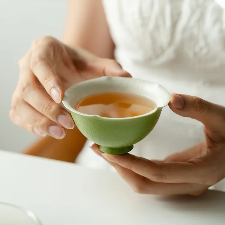 赞朴碧山绿洒金陶瓷茶杯主人杯小清新品茗杯高档家用喝茶单杯茶盏