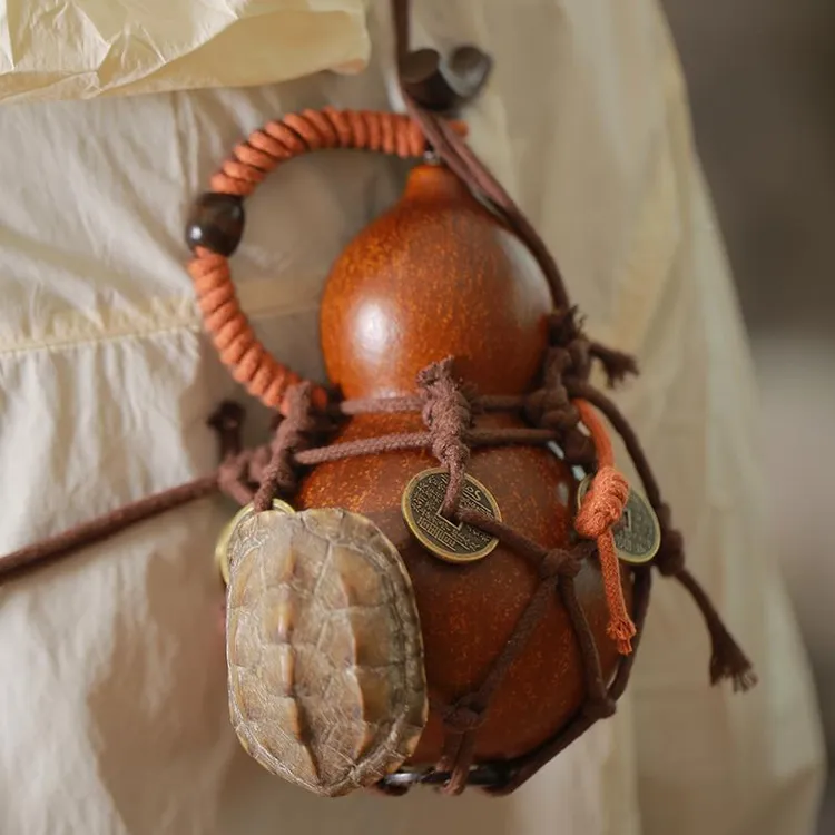 德国大漆古风然葫芦酒壶装白酒水壶密封网兜斜跨老式非遗大号随身