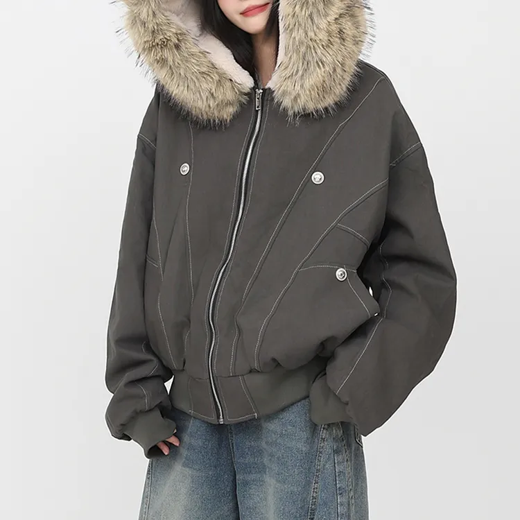 纯色棉服女2025冬季新款秋冬款小个子慵懒感韩系棉袄外套