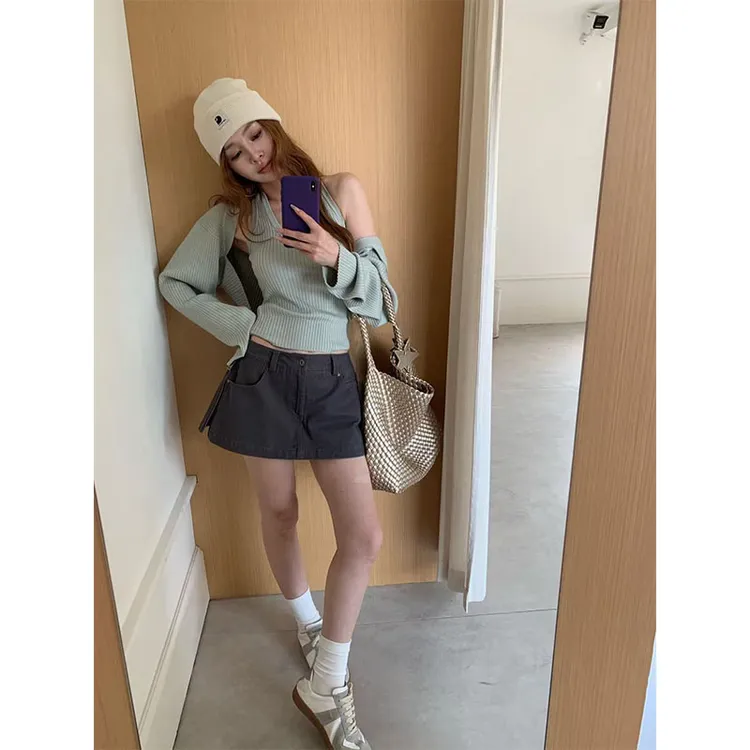 时尚辣妹套装设计感小众洋气休闲暴打上衣两件套高腰包臀半身裙女