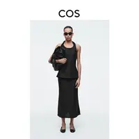 COS女装 标准版型混纺直筒半身裙黑色2025夏季新品1281691006