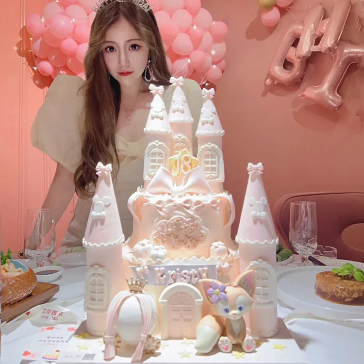 公主城堡生日蛋糕爱莎库洛米女神翻糖上海北京成都深圳同城配送