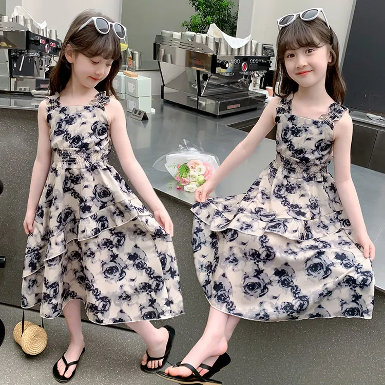 女童连衣裙夏季新款时尚洋气无袖碎花连衣裙（价格已开）