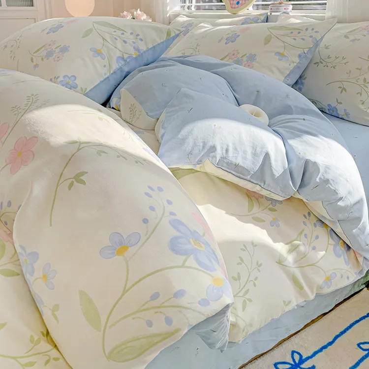 纯棉床上四件套100全棉床单被套罩秋冬季宿舍单人床笠床品三件套