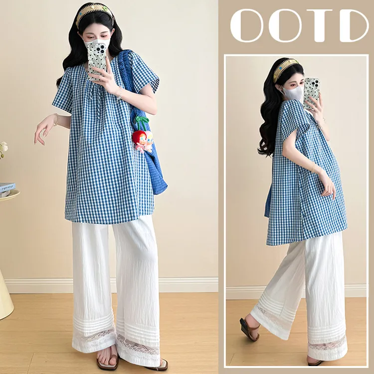 孕妇套装连衣裙遮肉时尚洋气爆款夏季新品阔腿裤外搭夏装新款遮肚