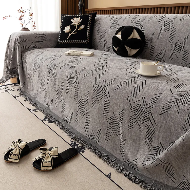 奶芙雪尼尔沙发盖布防猫抓一片式直排沙发套罩全包万能套沙发巾