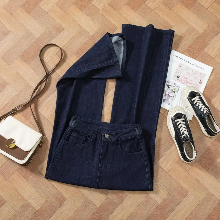 夏季薄款丹宁莱赛尔天丝牛仔裤女2025新款爆款微喇裤9585-1