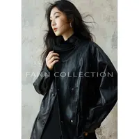饭饭FANN COLLECTION 黑骑士 蛋白皮气质立领皮衣短外套FANND067