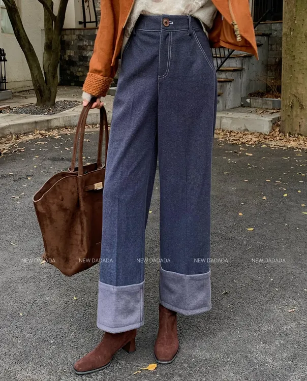 利达 NEW DADADA 复古宽松气质时尚通勤百搭修身休闲裤子CDZ2104