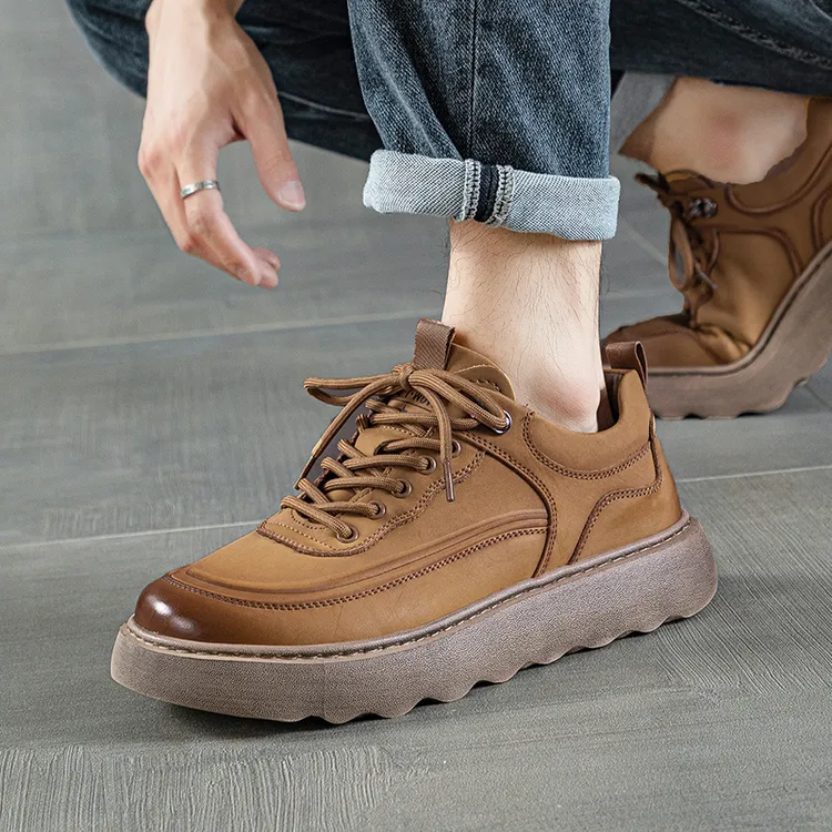 休闲鞋男2025新款爆款厚底防滑运动芒果鞋复古系带百搭时尚男鞋