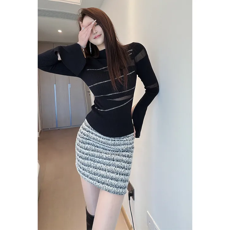 小香风气质高级感A字半身裙女装秋冬高腰显瘦时尚百搭包臀短裙子