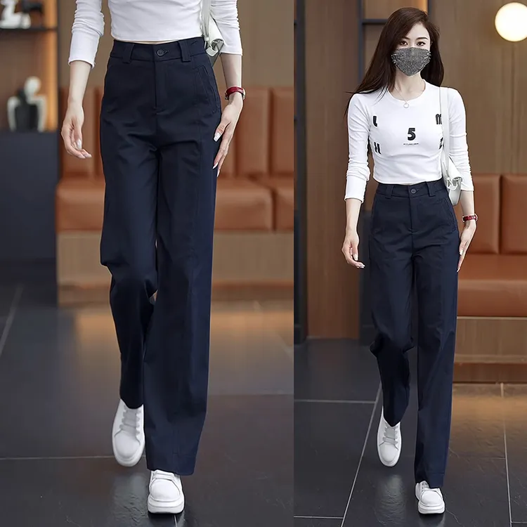 轻奢阔腿西装裤女2025秋季新款高腰显瘦垂感小个子休闲窄版直筒裤