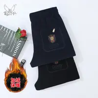 雷仁2025冬季加绒男士轻奢直筒休闲裤保暖松紧腰头长裤子男LR5922