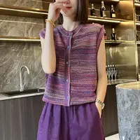 【100天丝】缎染纱线立体编织彩镂空针织衫MG7131