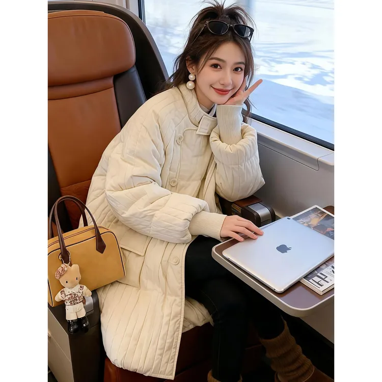 小众不撞款气质中长款轻薄棉衣外套女2025秋冬季新款保暖休闲棉服