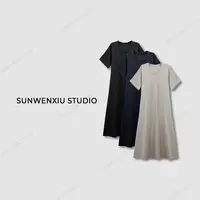 swx studio5店 “分割线”长短款双版本A字大摆超显瘦连衣裙