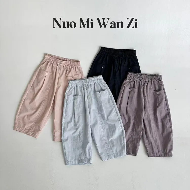 丸子十【遛弯神裤】韩系夏日前片分割一粒扣弯刀裤（夏款）WZJ-23592