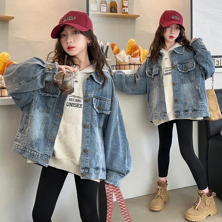 女童牛仔外套春秋新款韩版儿童洋气潮款中大童时尚休2025东东优选