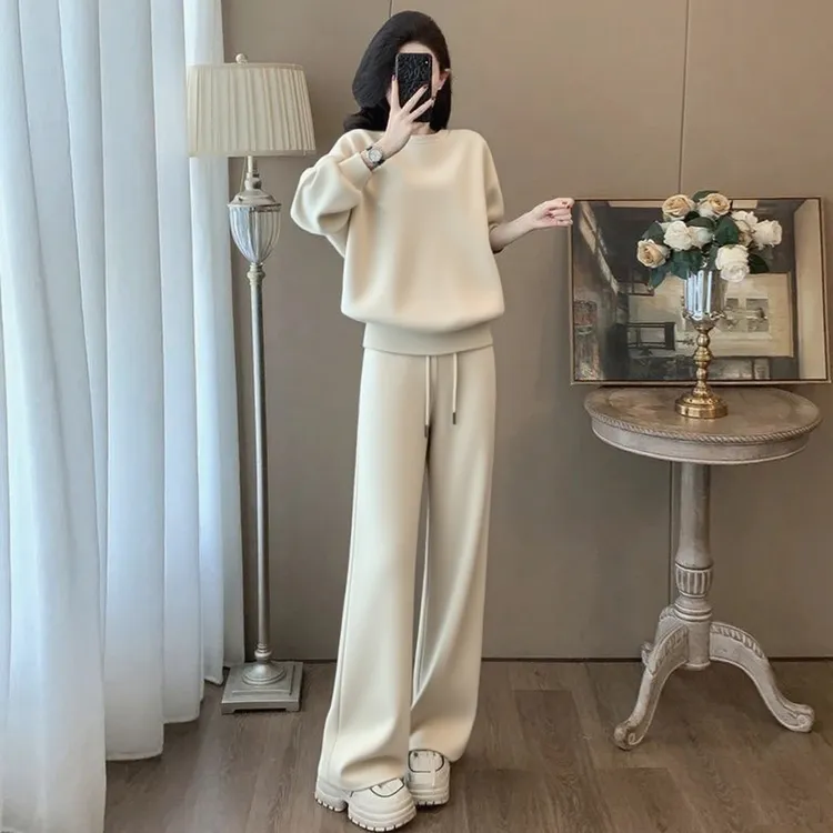 休闲运动套装女士长袖洋气春秋宽松减龄秋冬卫衣百搭阔腿加绒加厚
