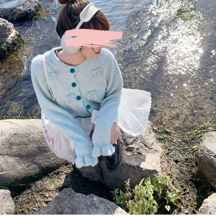 【现货/菜菜家】2025冬款甜美蝴蝶结加厚毛衣大码女装CCC11278