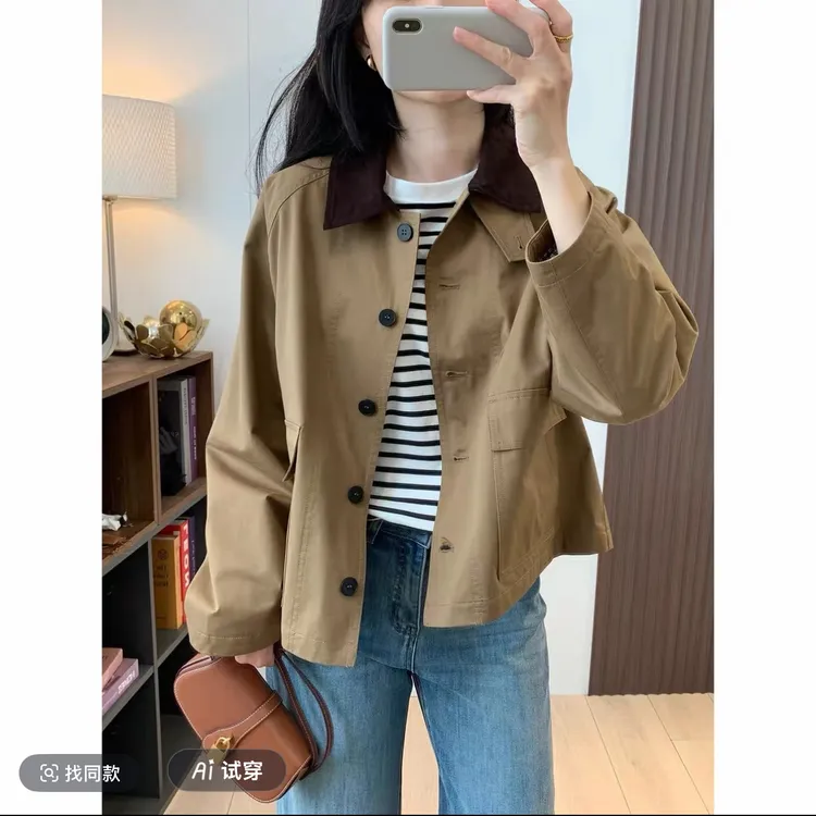 巴恩风小个子休闲气质风衣外套女2025秋季新款洋气显瘦宽松上衣潮