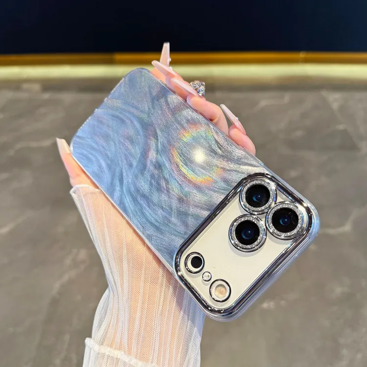 适用于iPhone17promaxc渐变羽纱镭射苹果air全包镜头闪粉16