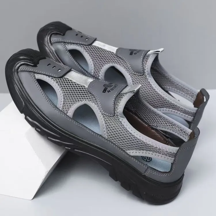 【UMI鞋业】男士透气包头凉鞋镂空网面洞洞鞋户外运动休闲沙滩鞋