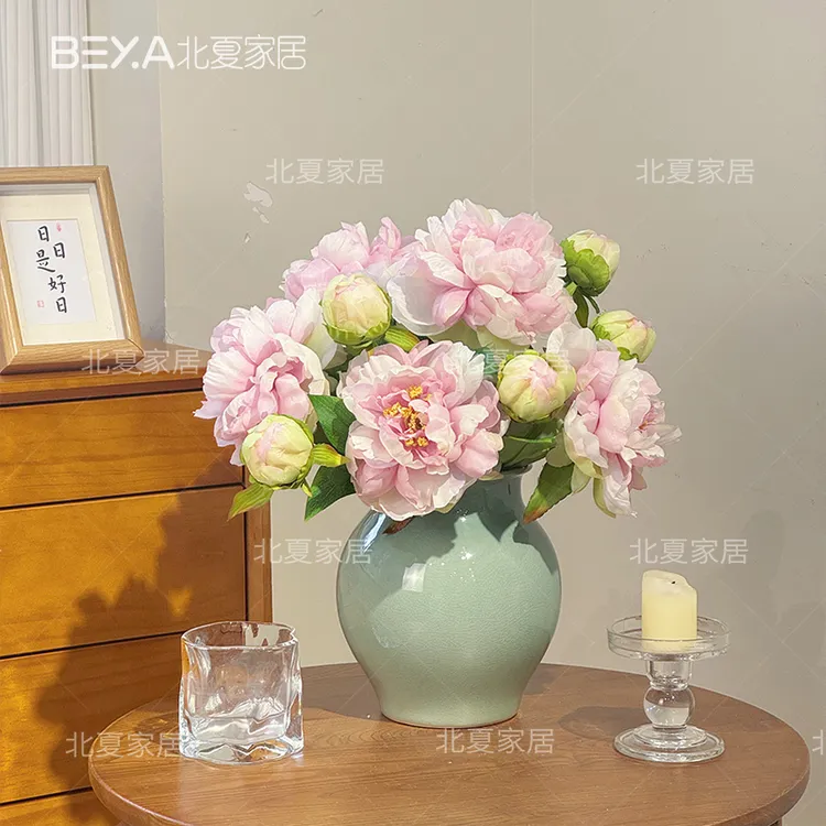 高品质仿真花中式凤凰牡丹客厅摆设花室内装饰花中式花艺摆件假花