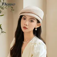 9538帽子女秋冬复古百搭时尚画家帽子秋冬季休闲韩版纯色毛呢帽