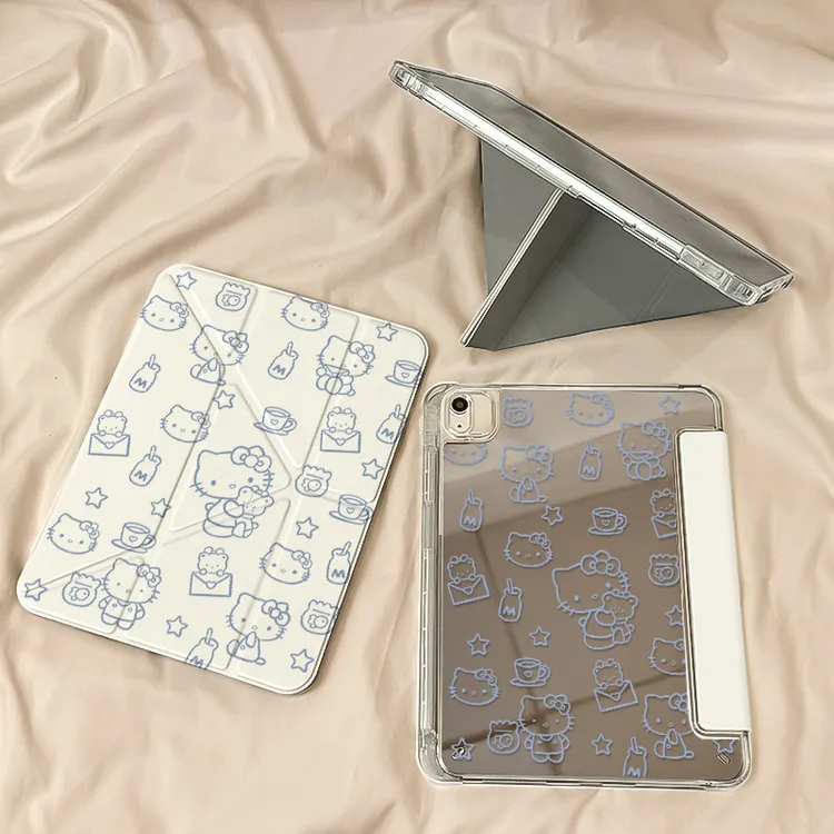 【3+Y折镜面亚克力】蓝色凯蒂苹果平板保护套ipad11小米7华为air6硬