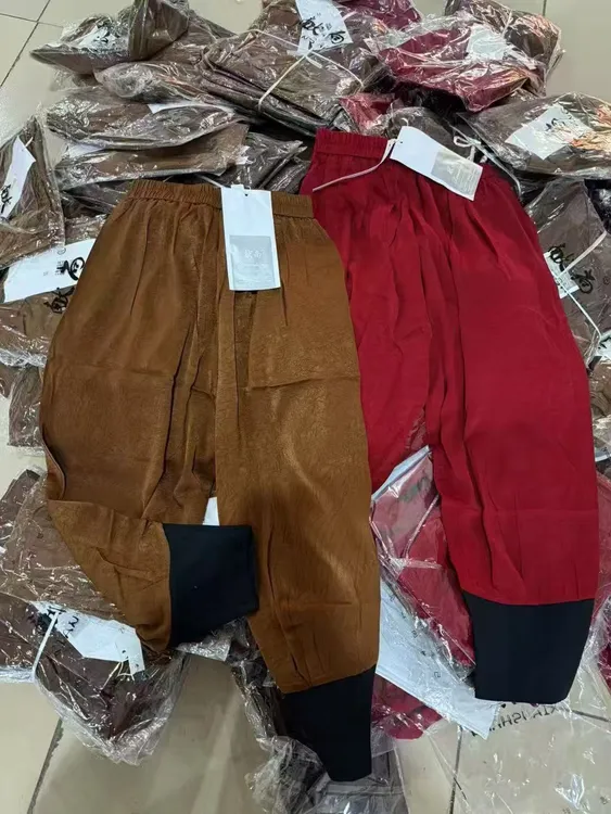 女夏季新款九分醋酸面料哈龙抖抖裤百搭凉快松紧腰九分裤