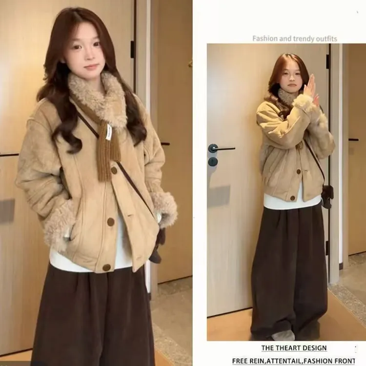 人造皮草 【冬日暖咖】惬意时光/高级感环保毛毛外套