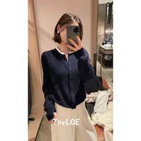 TheLOE/【小香编织领纯羊毛毛衣】270g撞色圆领针织开衫#LE-T2502