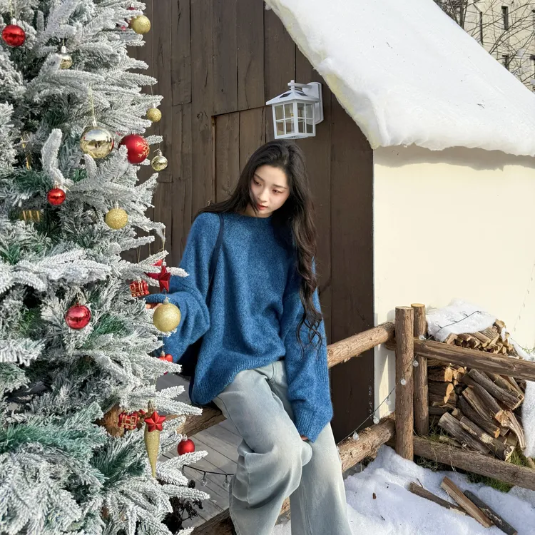 稻城亚丁丨康宝莱羊绒白厂丝丨厚款合股纱保暖羊绒衫-MY6406