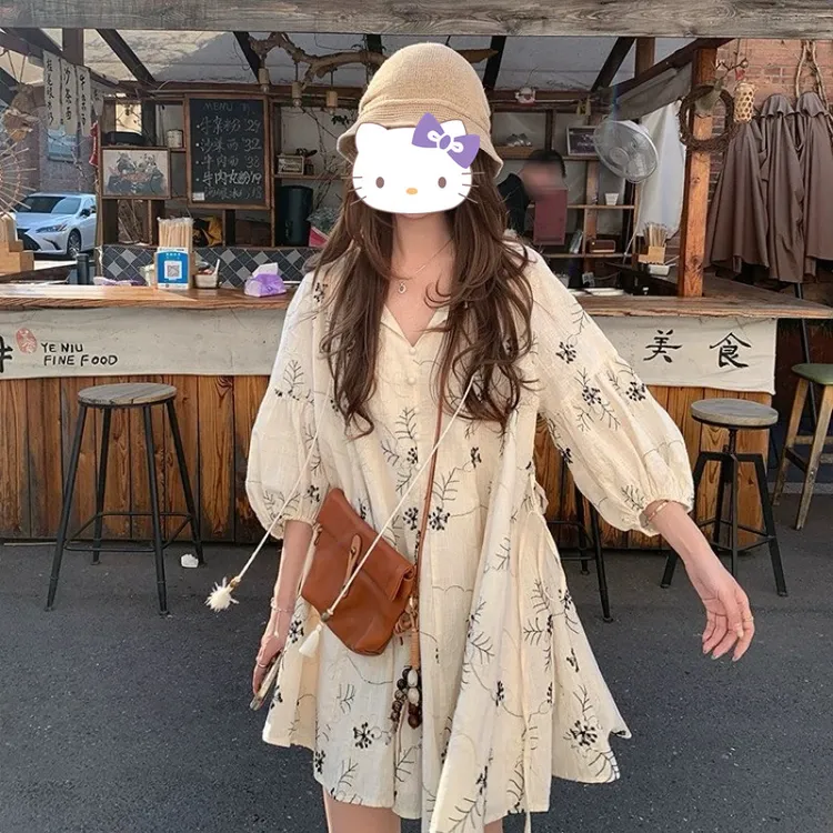仲夏花影 重工刺绣夏季出游度假时尚连衣裙流苏韩版百搭娃娃短裙