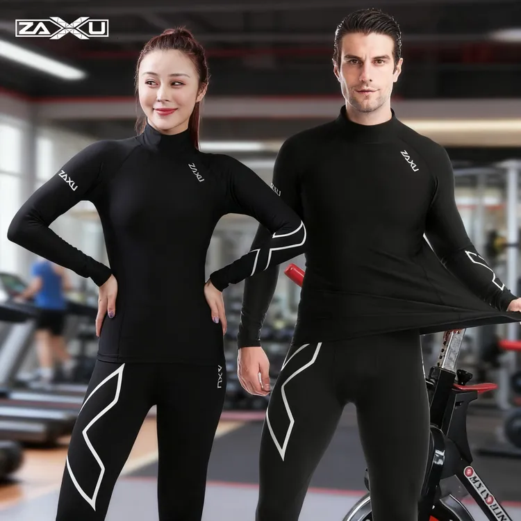 ZAXU飒栩薄绒健身服运动紧身高弹速干衣保暖马拉松户外跑步