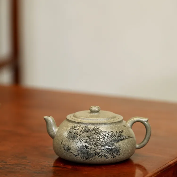 晨露·张晔刻绘   紫砂壶容量250cc/原矿青段