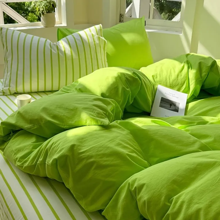 A类母婴级纯色被套四件套非全棉纯棉被罩床单四季款家用床上用品 