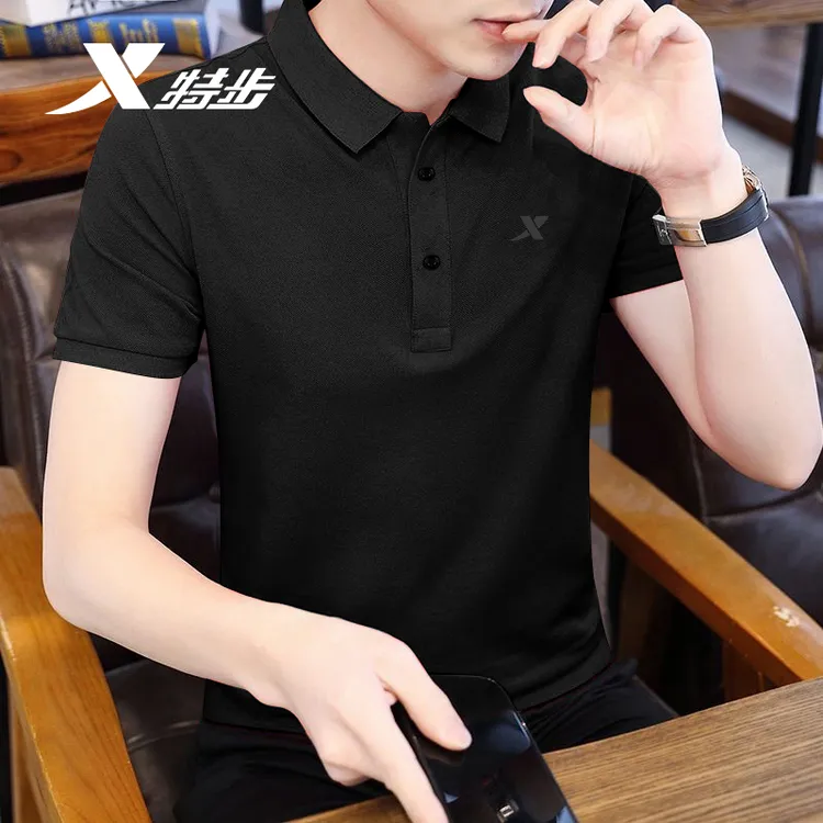 特步polo衫短袖t恤男夏季正品透气速干体恤翻领上衣商务保罗衫t恤