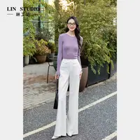 【山羊绒+桑蚕丝】琳工坊“方觉”紫色针织衫气质百搭显瘦唐琳设计师
