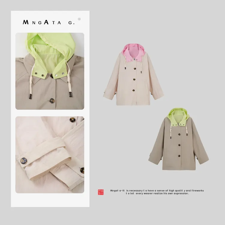 MNGATA G.宫小妍【探险家风衣】棉质25春国风双面穿连帽外套4122025