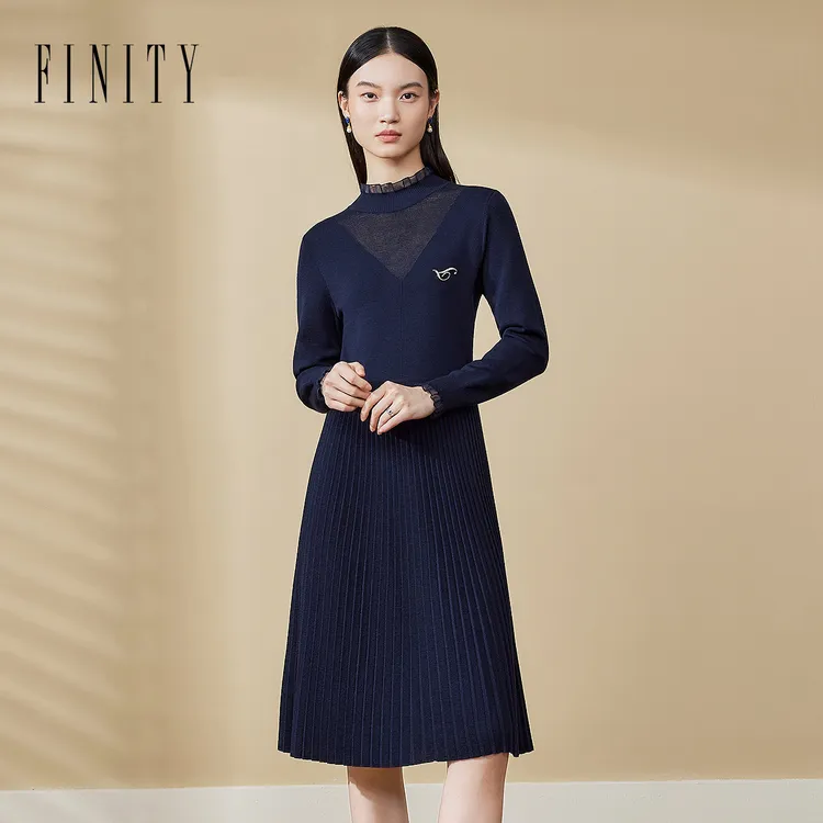 【粉丝专享】FINITY 新款长袖修身显瘦气质针织连衣裙 F21X9B69N5