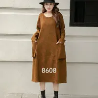 【8608】秋季新款圆领显瘦连衣裙